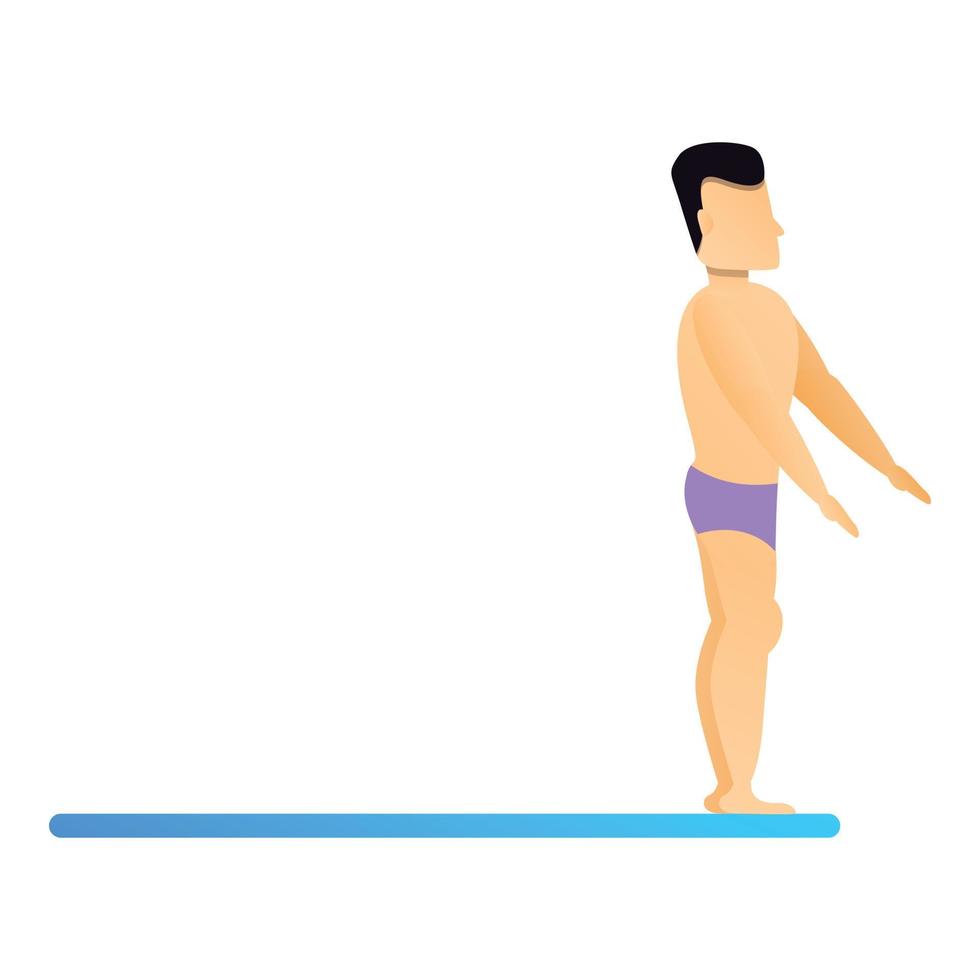 Man at diving board icon, cartoon style vector