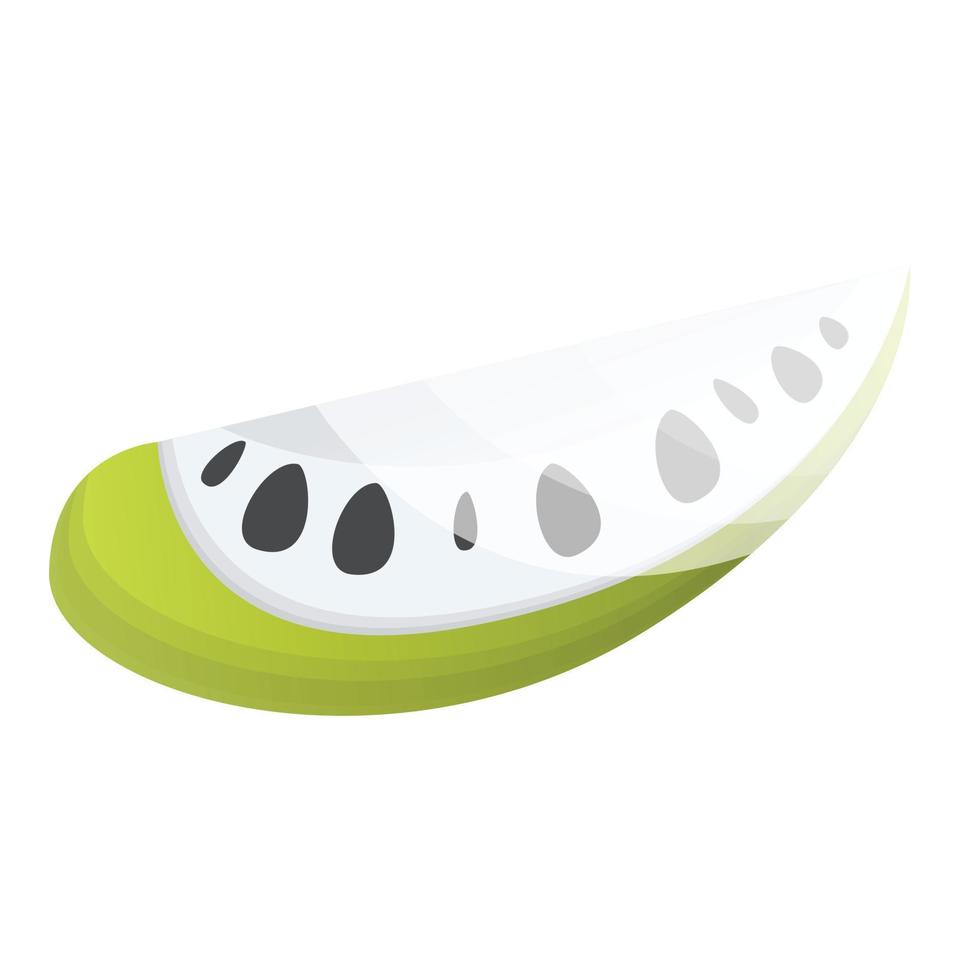 Slice of soursop icon, cartoon style vector