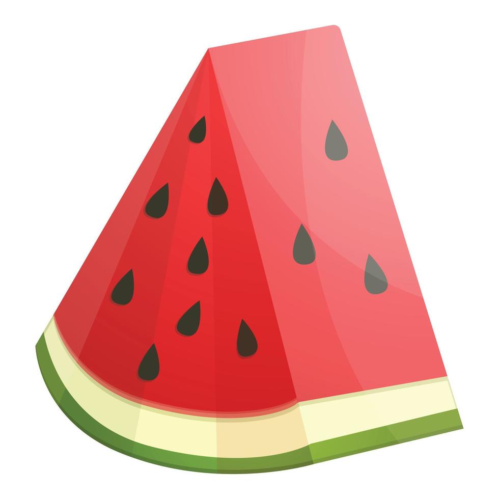 Icono de sandía rebanada triangular, estilo de dibujos animados vector
