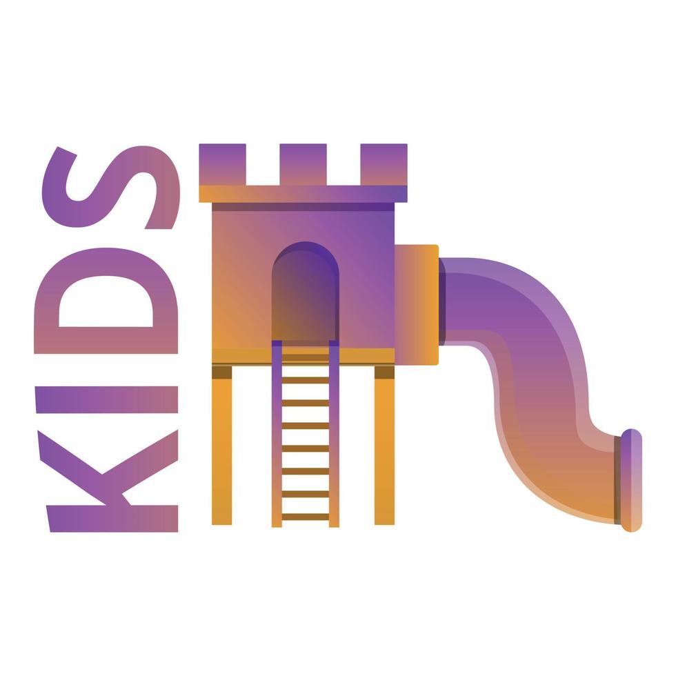 Kids slide tunnel logo, cartoon style vector