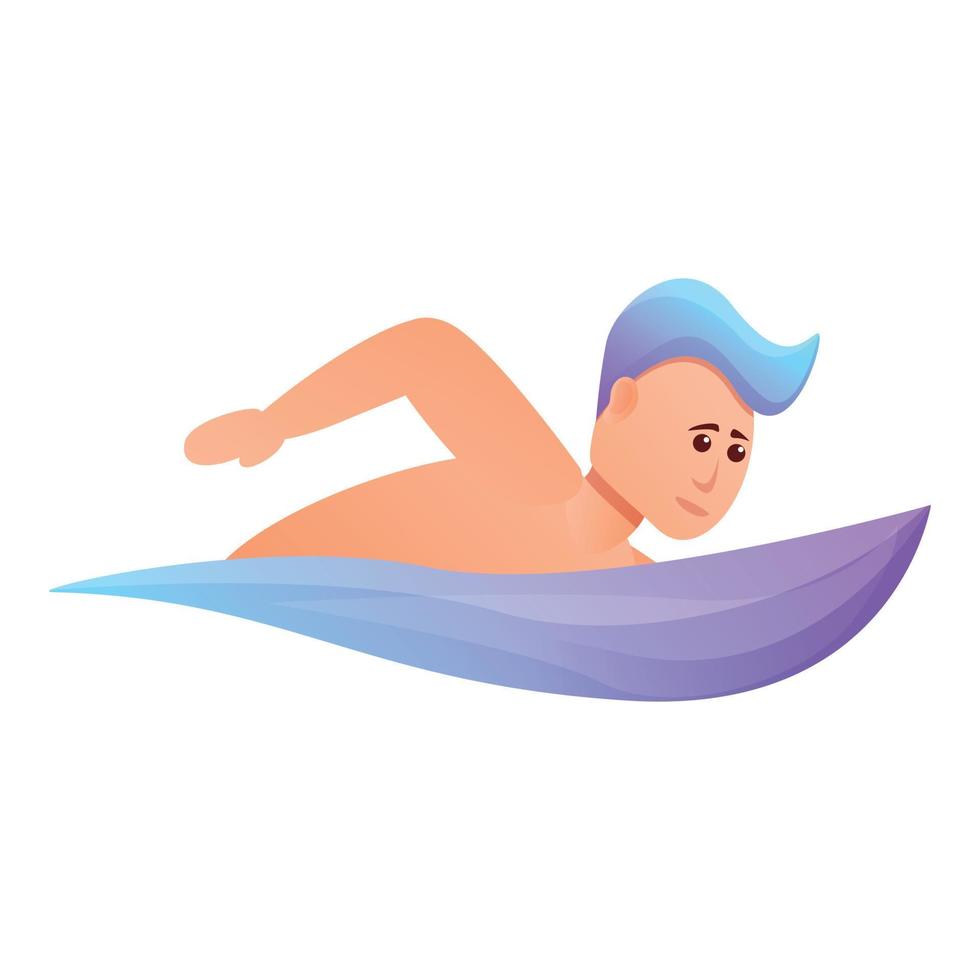 Triathlon swimming icon, cartoon style vector