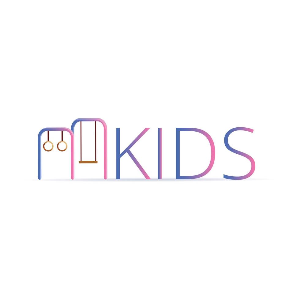 Kid sport rings swing logo, cartoon style vector
