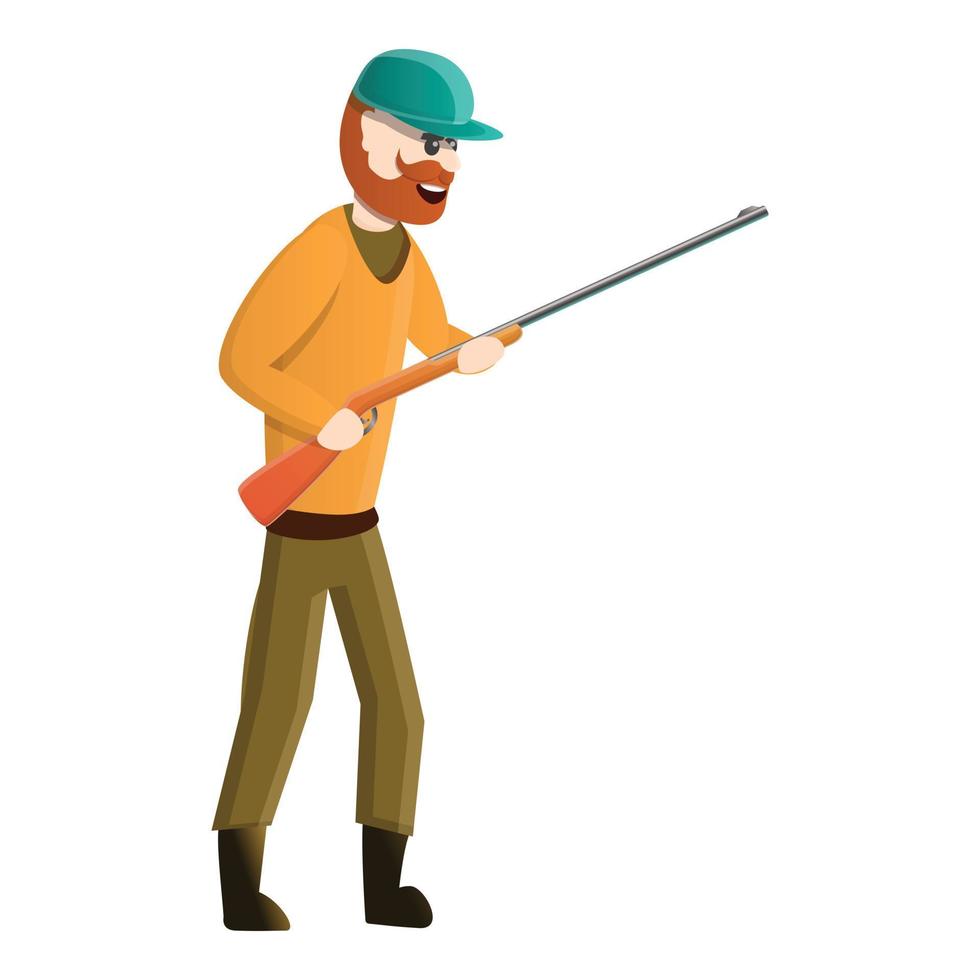 Hunter take rifle icon, cartoon style vector