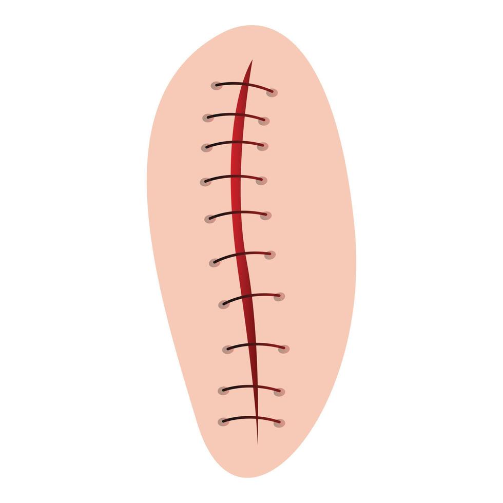 Skin suture icon, cartoon style vector