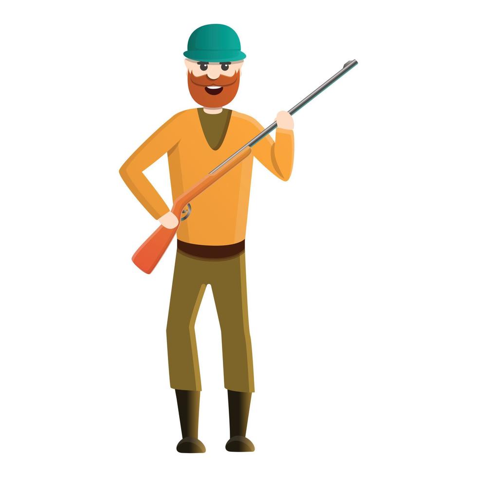 Happy hunter icon, cartoon style vector