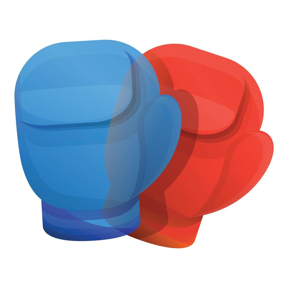 Red blue boxing gloves icon, cartoon style vector