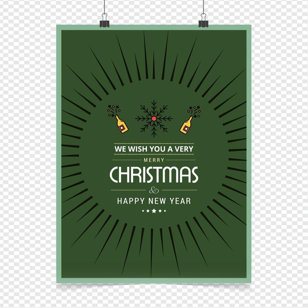 Christmas greetings card with typography and green background vector