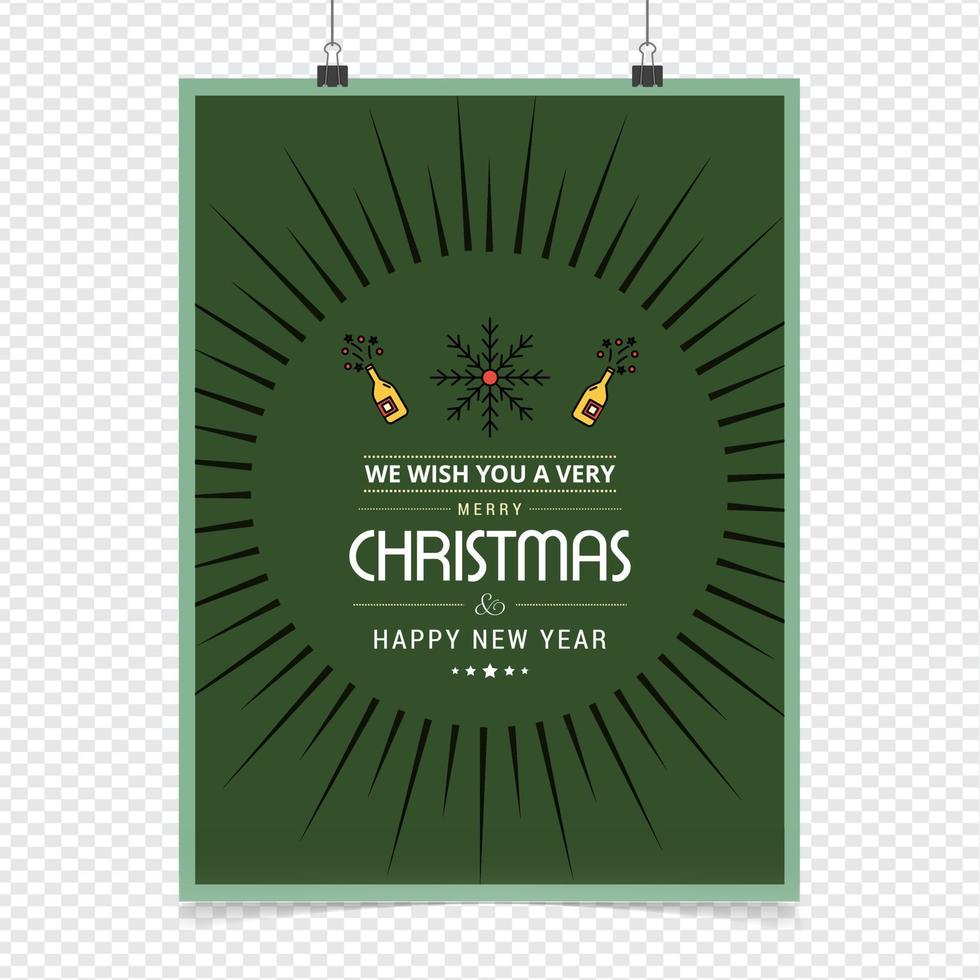 tarjeta de saludos de navidad con tipografía y vector de fondo verde