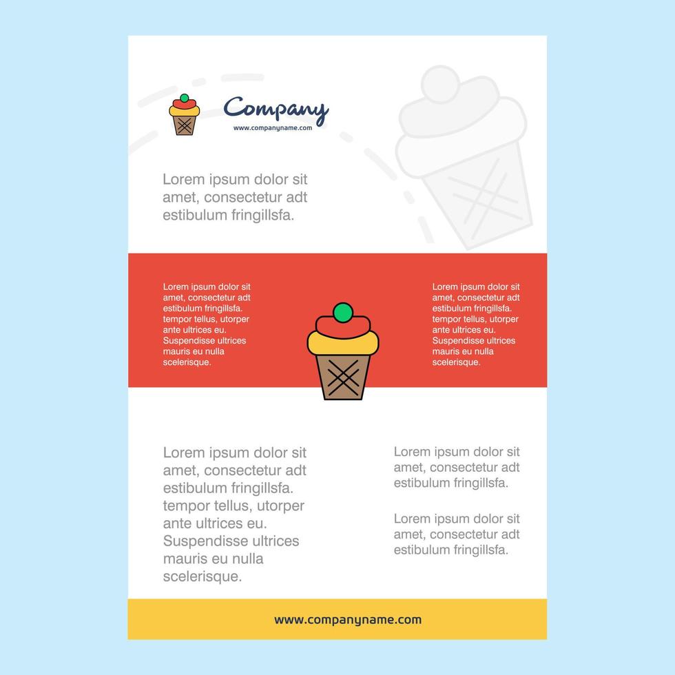 Template layout for Ice cream comany profile annual report presentations leaflet Brochure Vector Background