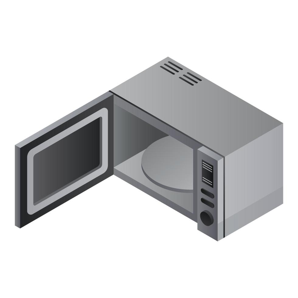 Metal microwave icon, isometric style vector
