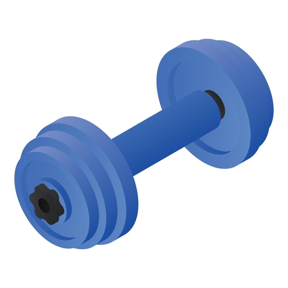 Blue dumbbell icon, isometric style vector