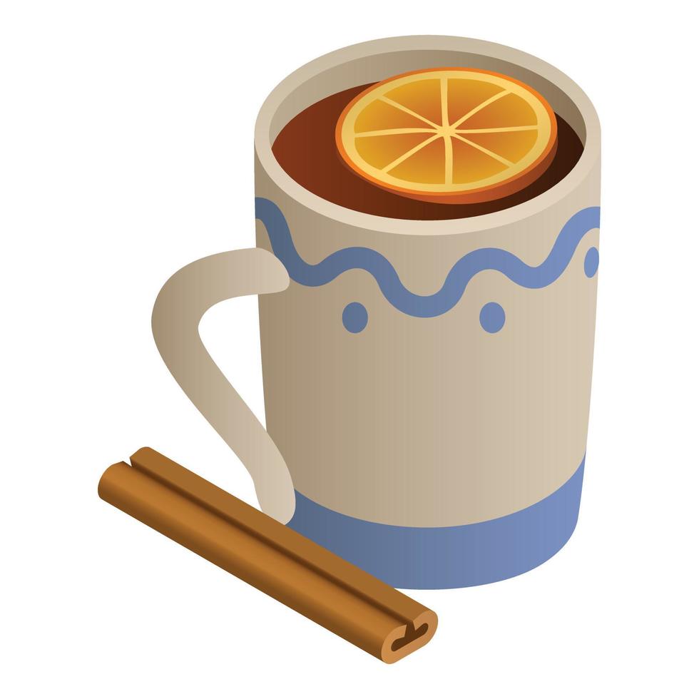 icono de taza de vino caliente, estilo isométrico vector