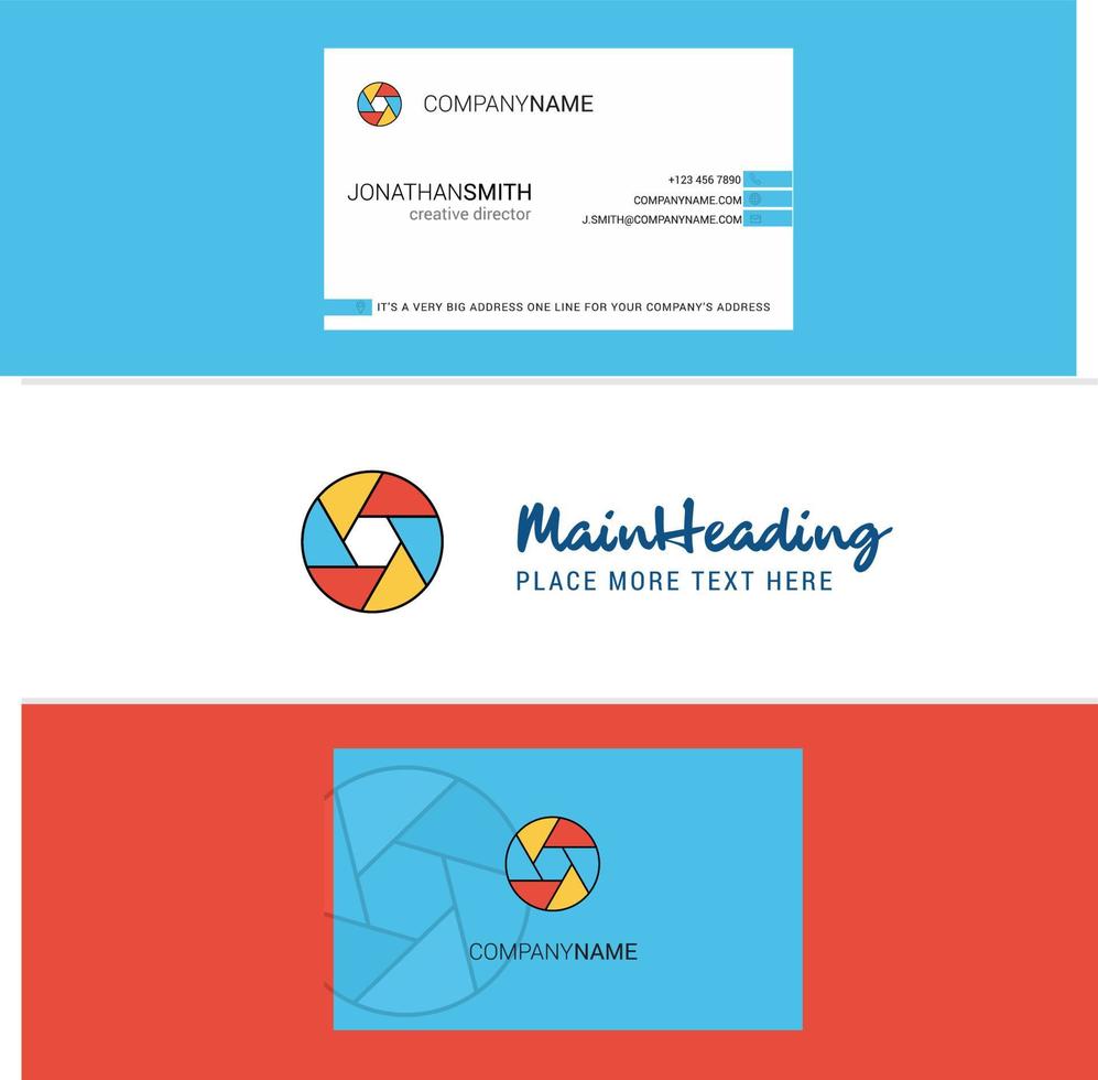 Beautiful Camera shutter Logo and business card vertical Design Vector