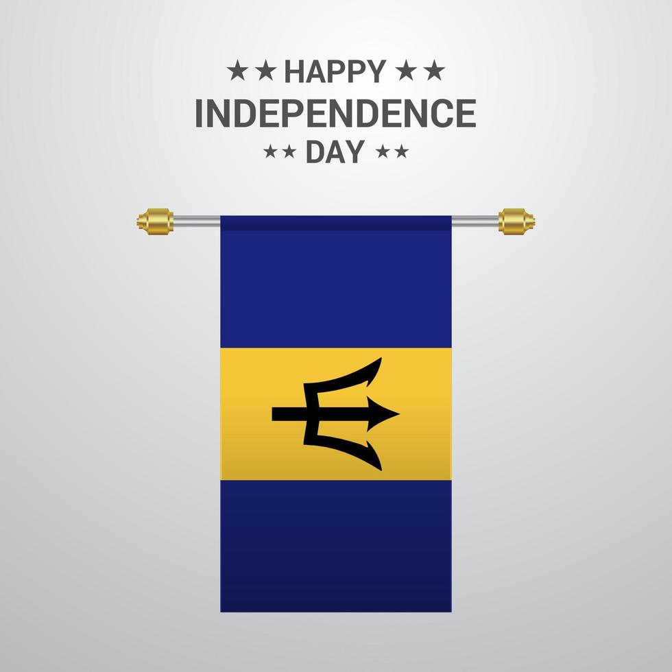 Barbados Independence day hanging flag background vector