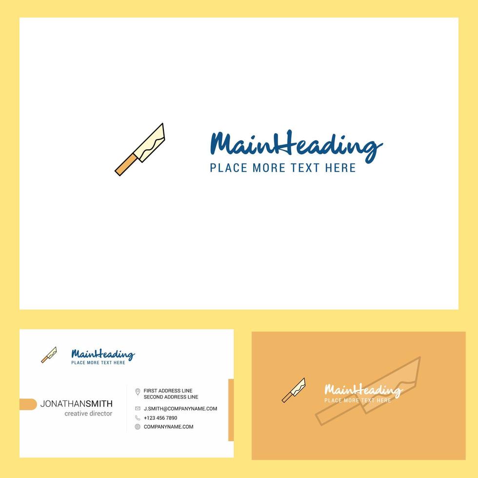 Knife Logo design with Tagline Front and Back Busienss Card Template Vector Creative Design