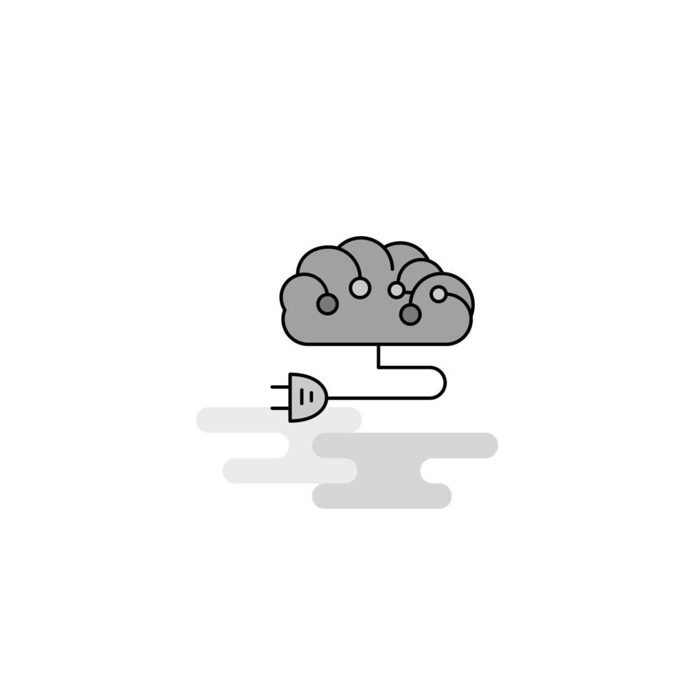 Brain circuit Web Icon Flat Line Filled Gray Icon Vector