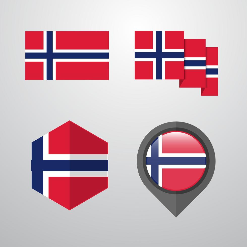 Norway flag design set vector