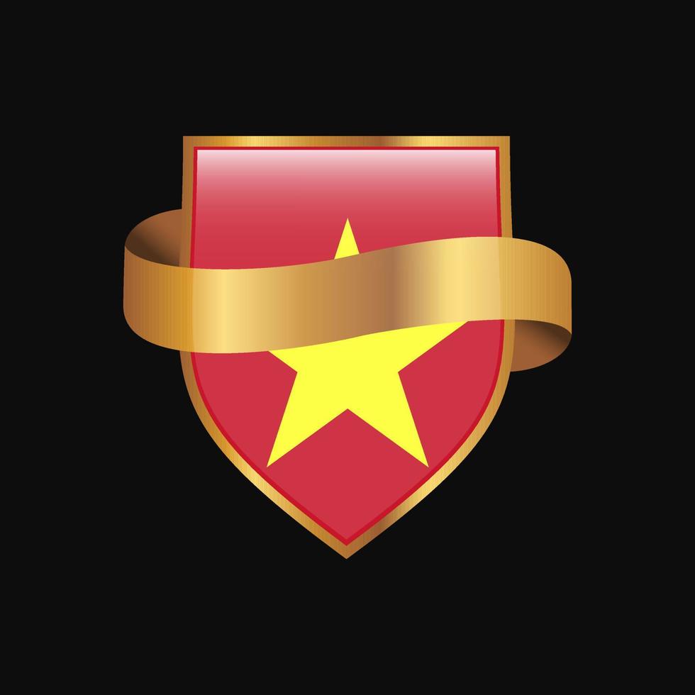 Vietnam flag Golden badge design vector