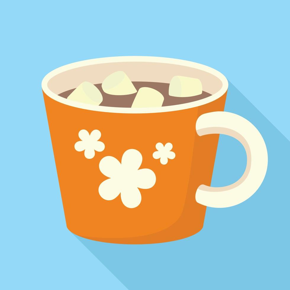 Coffee cup marshmallow icon, flat style vector