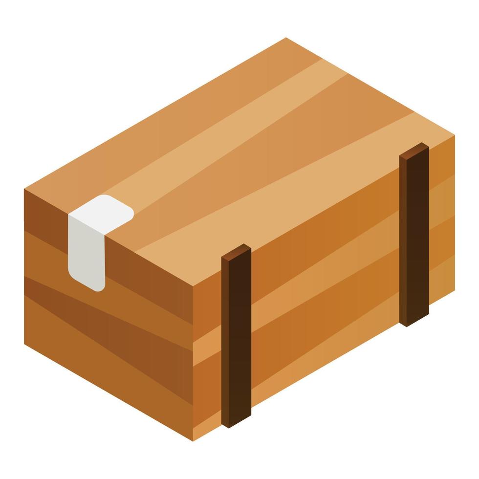 icono de paquete de caja de madera, estilo isométrico vector