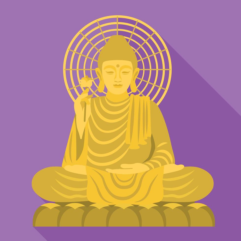 Vietnam Buddha statue icon, flat style vector