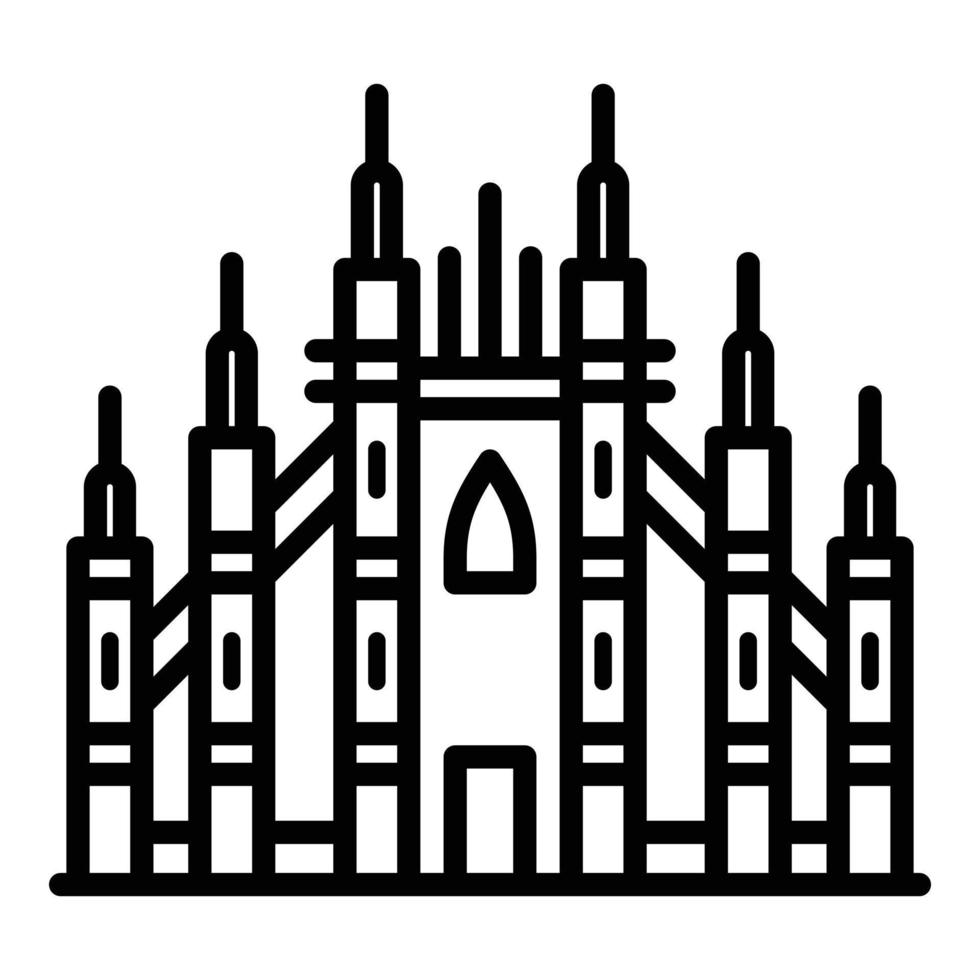 Milan gothic basilica icon, outline style vector