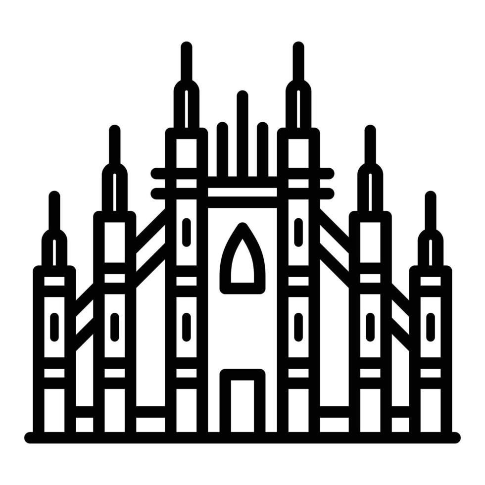 icono de la basílica gótica de milán, estilo de esquema vector