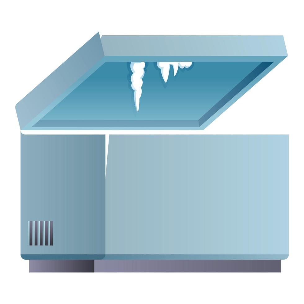 Open freezer icon, cartoon style vector