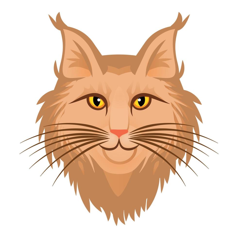 Cute head maine coon icon, cartoon style vector