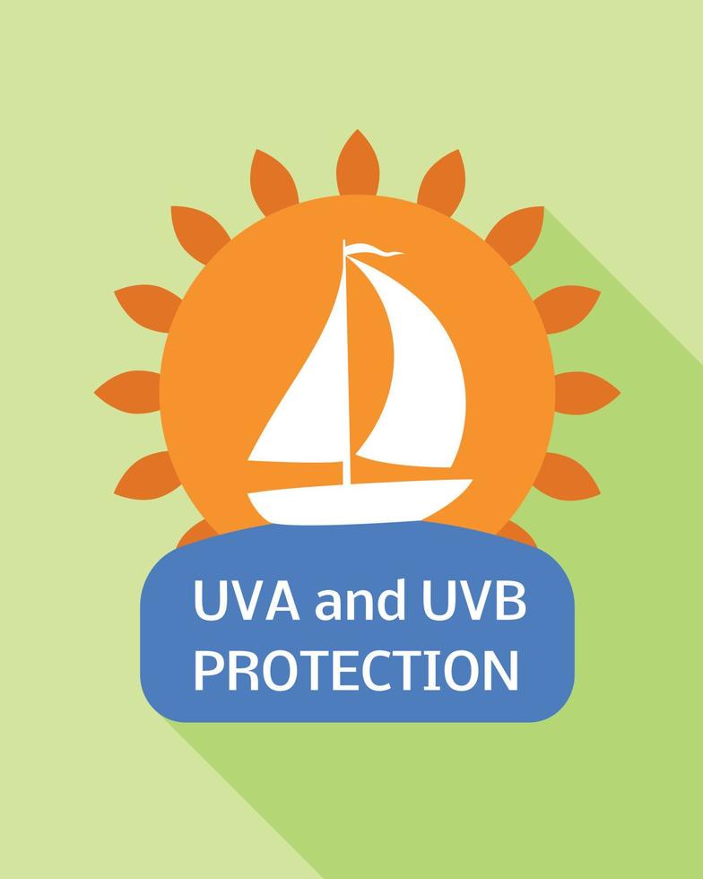 logotipo de protección solar para el mar, estilo plano vector