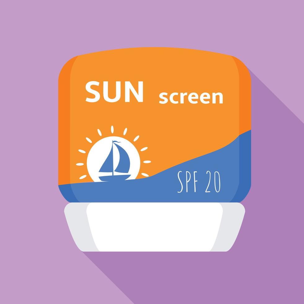 Sunscreen jar icon, flat style vector