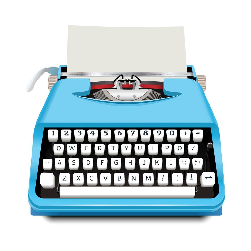 Typewriter icon, realistic style vector