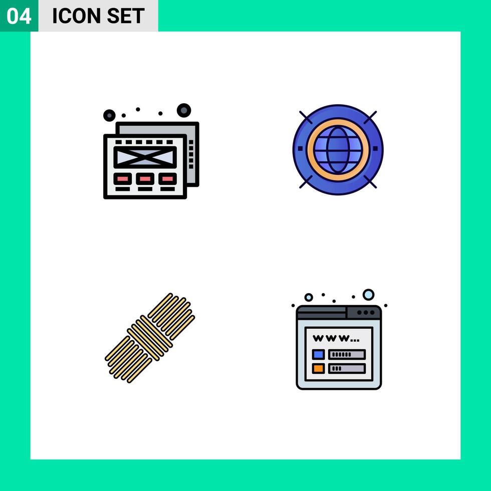 4 Creative Icons Modern Signs and Symbols of mockup design mockup web rope wireframe Editable Vector Design Elements