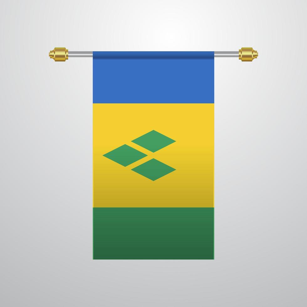 Saint Vincent and Grenadines hanging Flag vector