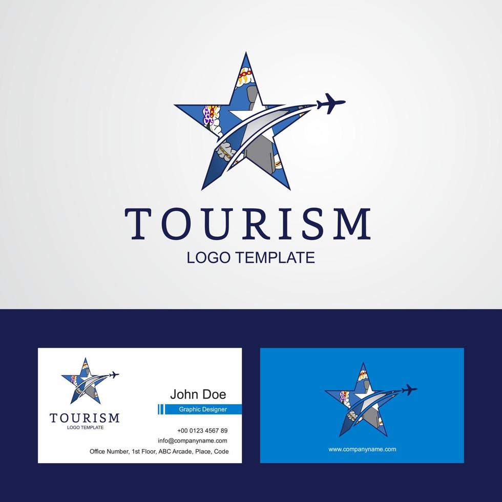 viaje bandera de las islas marianas del norte logotipo de estrella creativa y diseño de tarjeta de visita vector
