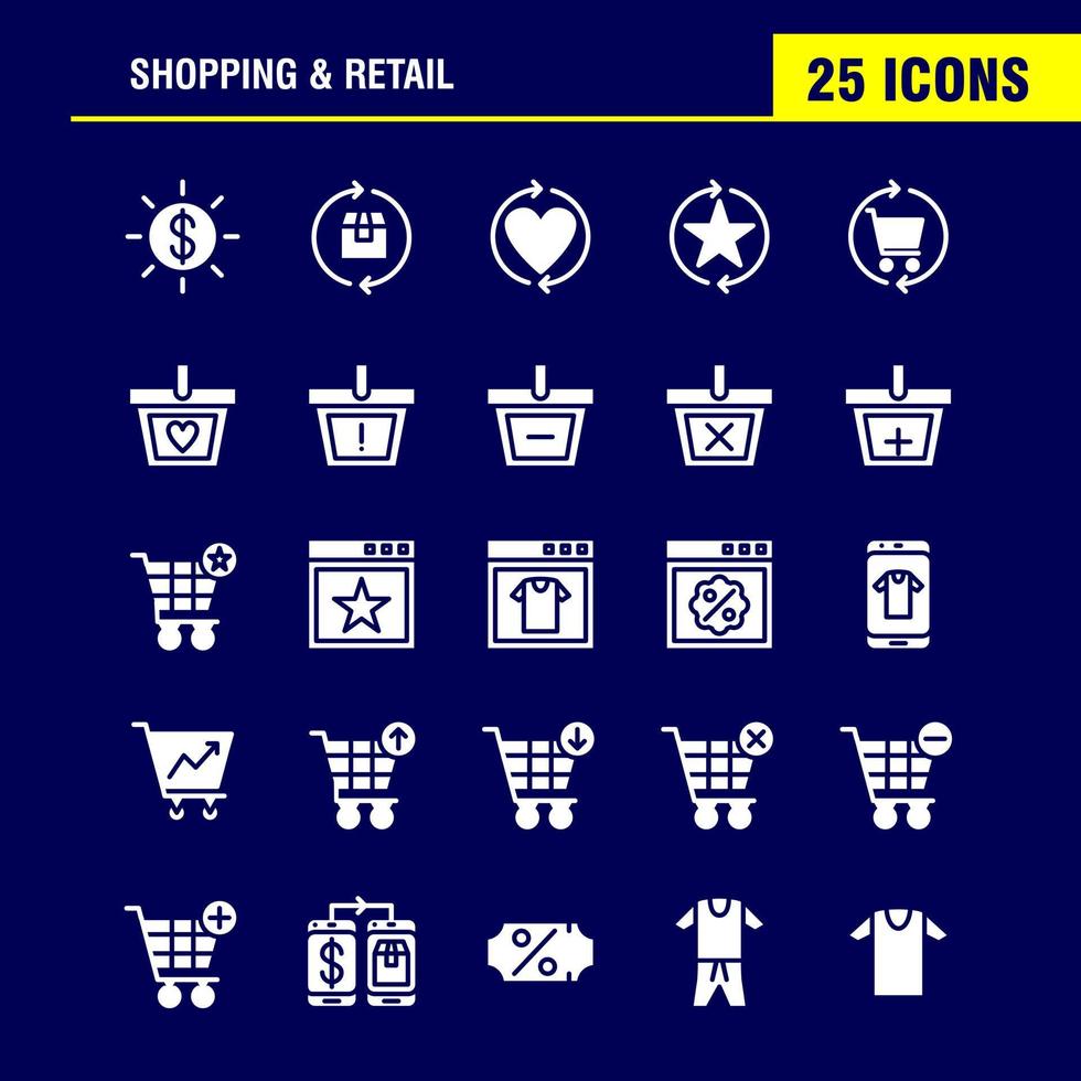 paquete de iconos de glifo sólido de compras para diseñadores y desarrolladores iconos de cupón descuento precio en dólares precios caja paquete actualizar vector