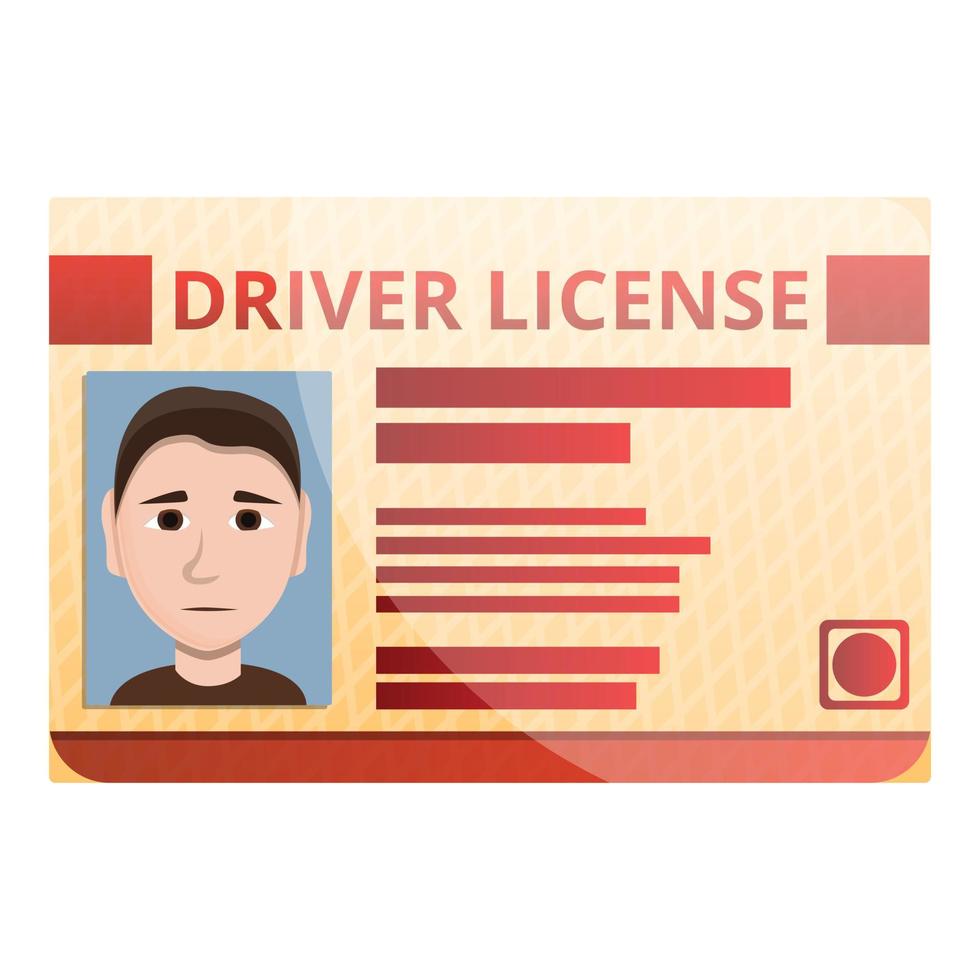 Auto driver license icon, cartoon style vector