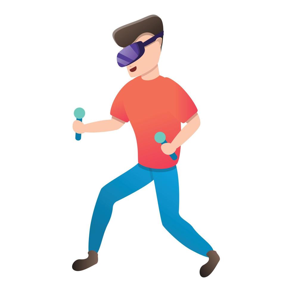 Virtual reality game icon, cartoon style vector