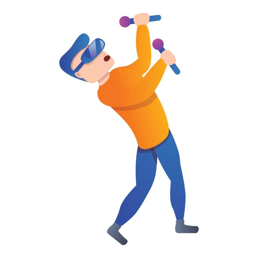 Look up virtual reality icon, cartoon style vector