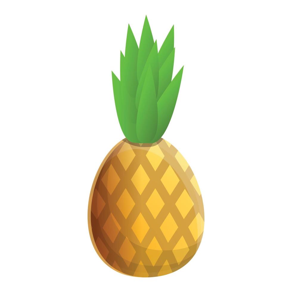 Tasty pineapple icon, cartoon style vector