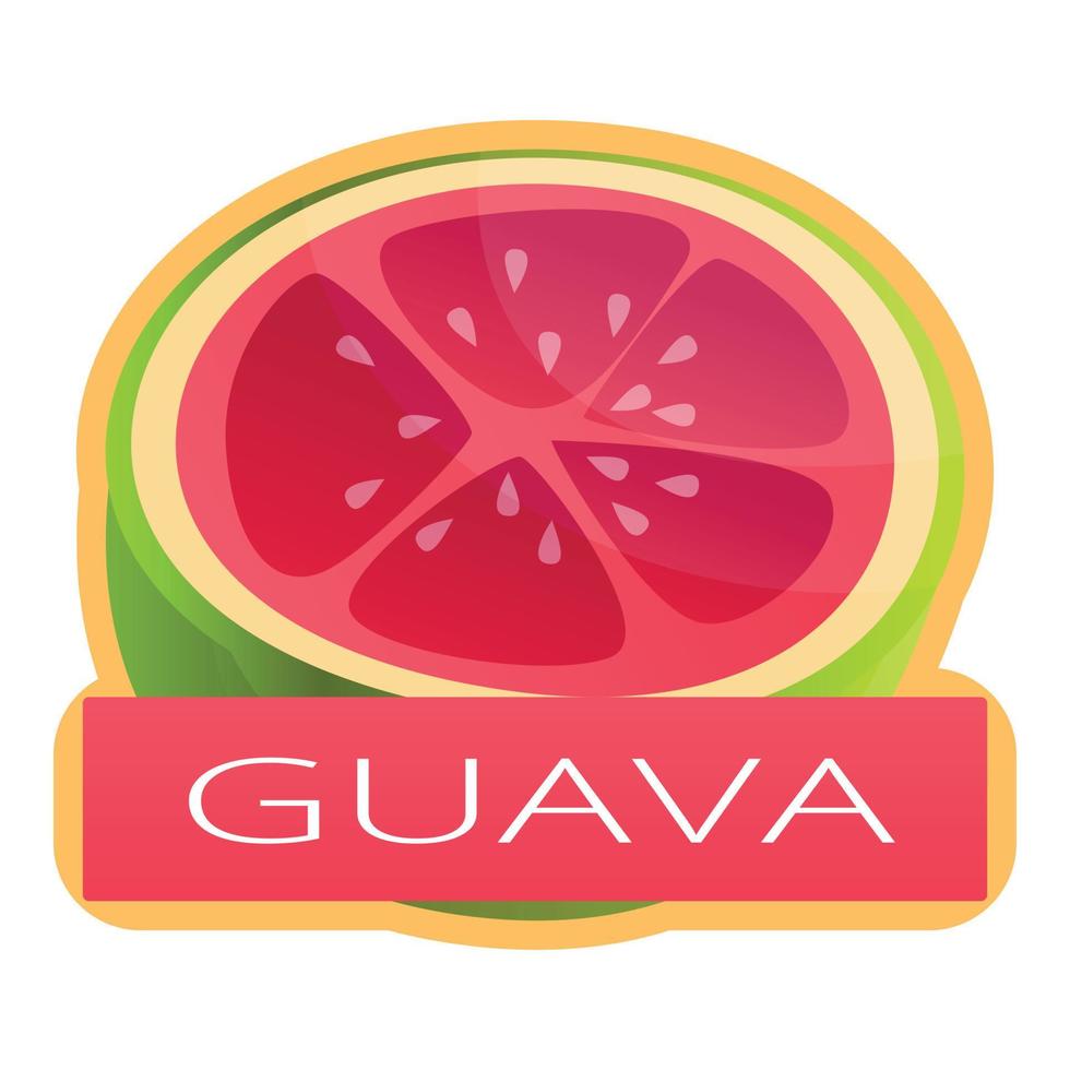 Cut fresh guava logo, cartoon style vector