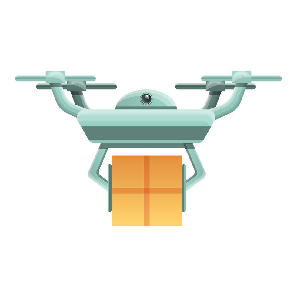 Drone parcel delivery icon, cartoon style vector