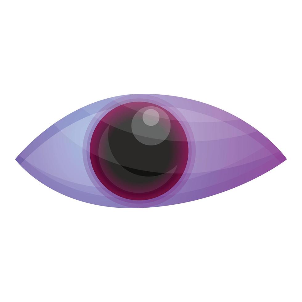 Magic purple eye icon, cartoon style vector