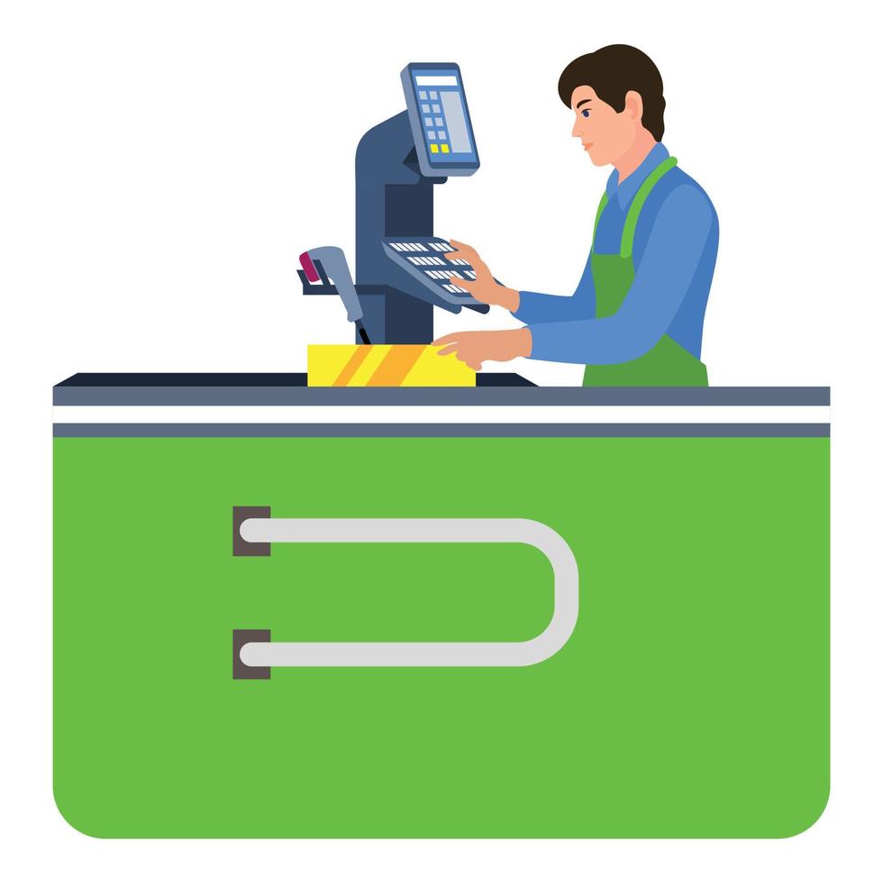 Cashier man icon, flat style vector