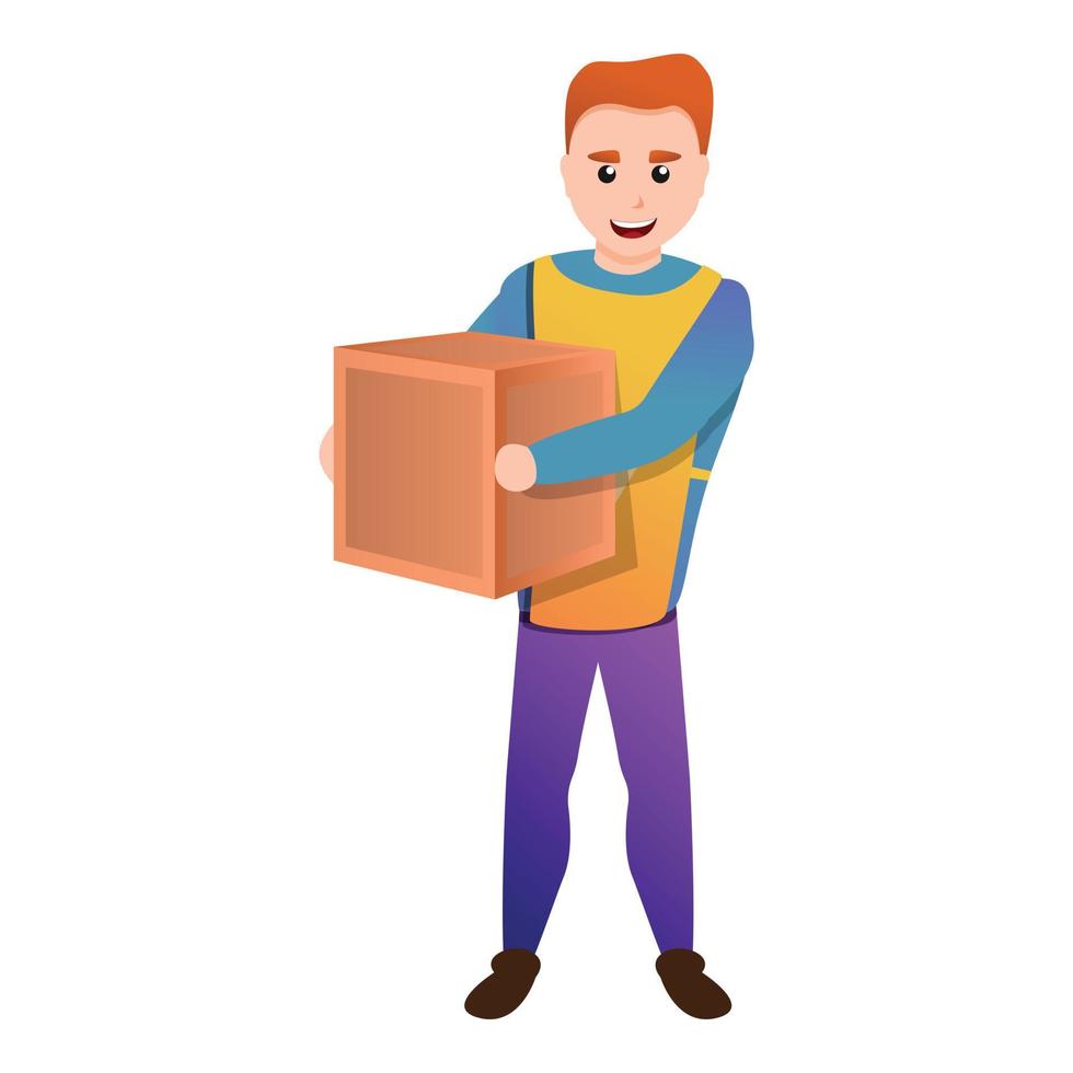 Volunteer take cube box icon, cartoon style vector