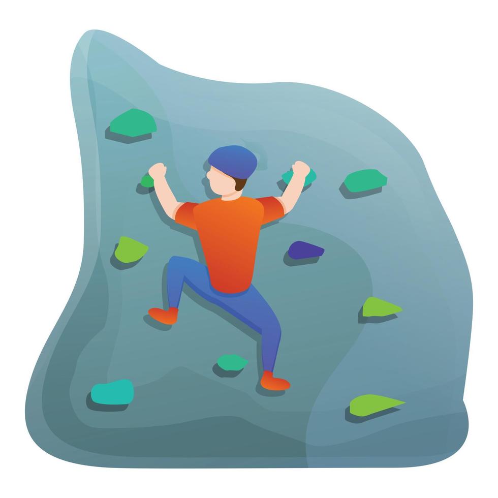 Wall climbing sport icon, cartoon style vector