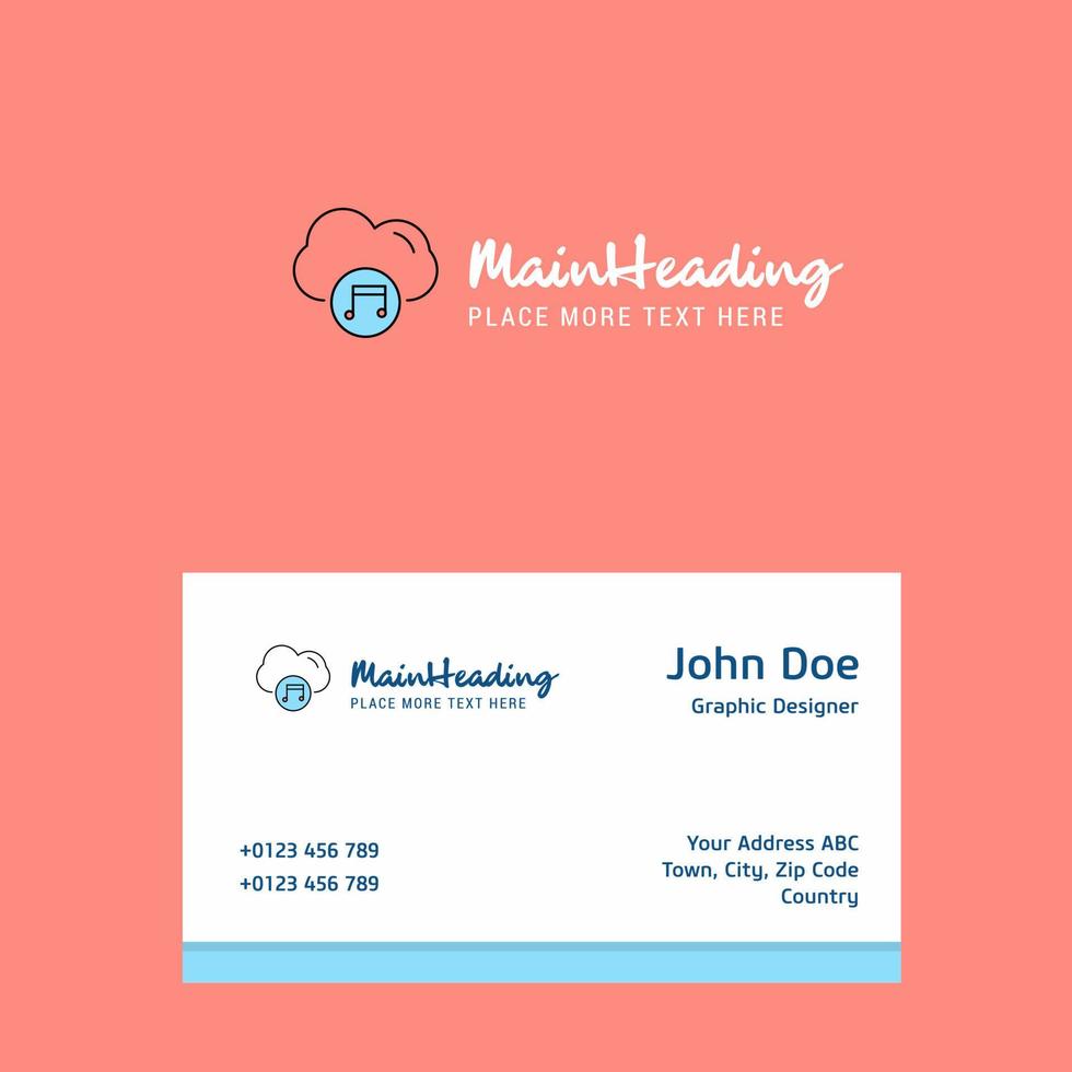 Music on cloud logo Design with business card template Elegant corporate identity Vector