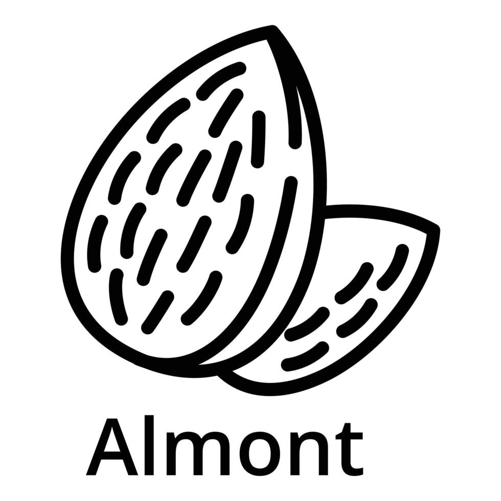 Almond icon, outline style vector