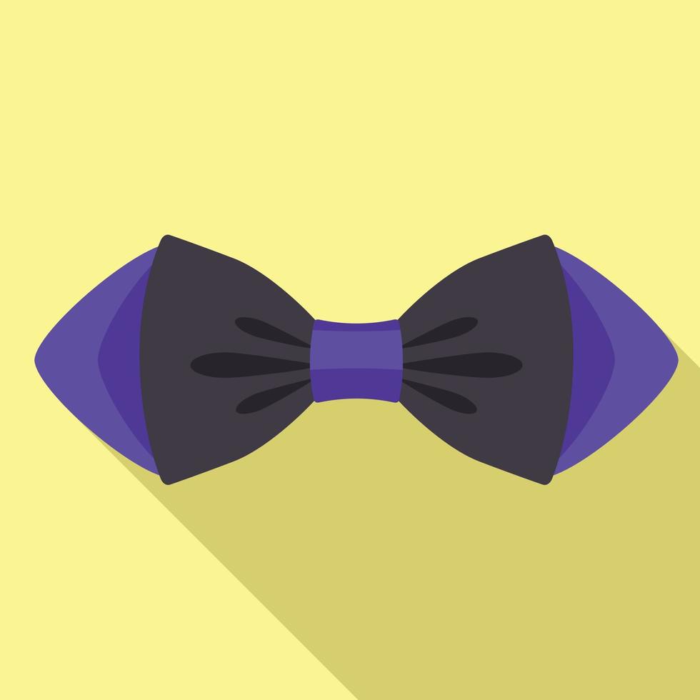 icono de corbata de moño violeta negro, estilo plano vector