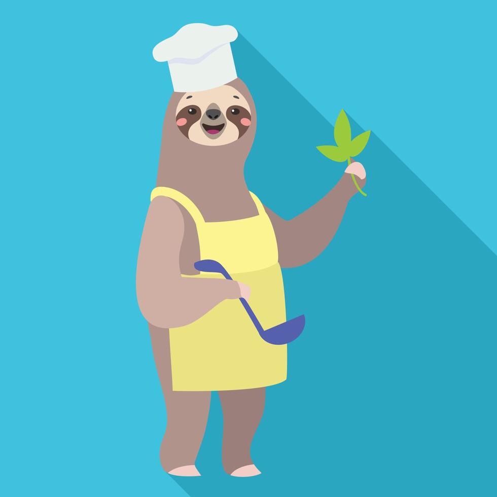 Sloth cooker icon, flat style vector